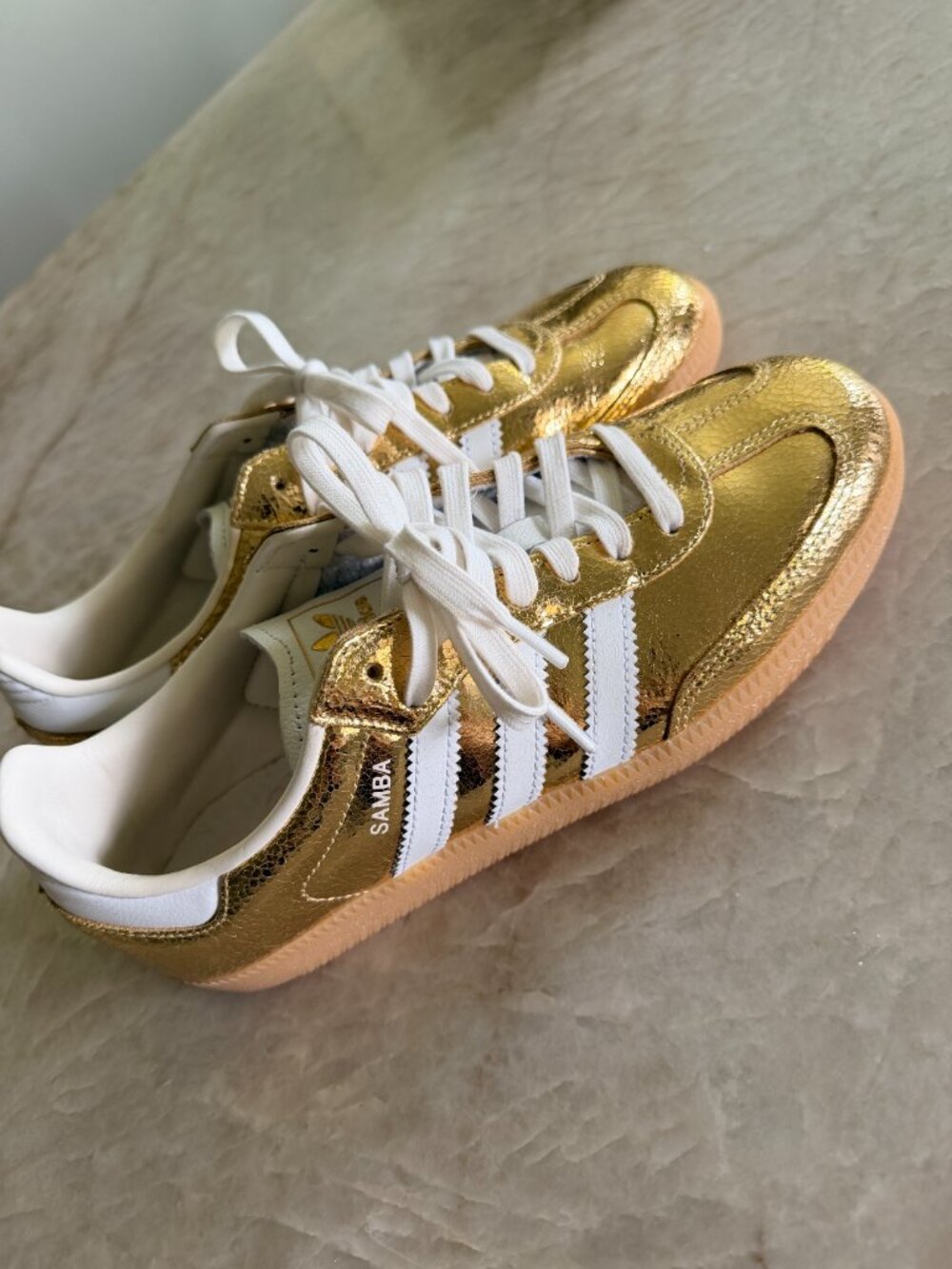 Womens Adidas Samba OG Gold Metallic - size 9.5 - Picture 2 of 4